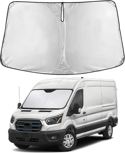 EcoNour Windshield Sunshade Compatible for Ford ETransit 2022-2024 2025 2026, Sun Visor for Front Windshield & Window Sun Shade Cover, UV Heat Blocker & Protector, Car Accessories