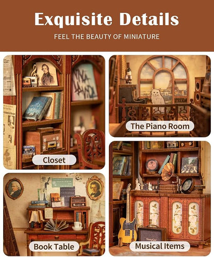 CUTEBEE Book Nook Kit - DIY Miniature House Dollhouse Kit for Adults, Booknook Tiny House Bookshelf Decor 3D Wooden Puzzle, Gifts for Family and Friends (The Secret Rhythm)