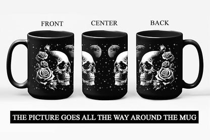 Skull Mug 15oz Goth Gift for Women - Christmas Mugs Witch Gifts for Women Skull Gifts for Men Unique - Gothic Coffee Mug - Witch, Goth Decor Christmas Cup With Skulls Cup Gothic Gift for Men, Dad, Mom
