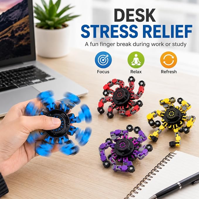 12PCS Transformable Fidget Spinner Toys for Kids and Adults | DIY Robot Chain Fidget Toys, Sensory Toys for Stress Relief, Party Favors, Classroom Rewards & Birthday Gifts