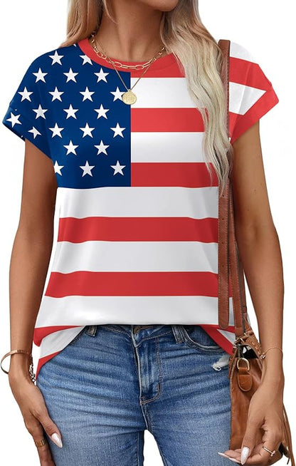 Alaroo Womens Summer Tops Short Sleeve Shirts Crew Neck Tshirt Cute Trendy Tunic Blouses (S-3XL)