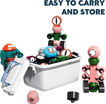TEMI Magnets Robot Toy for 3 4 5 6 7 Year Old Boys | Transform Toys Planet Magnet Building Toys Stacking for Toddler, Learning Educational Christmas and Birthday Gifts for Kids