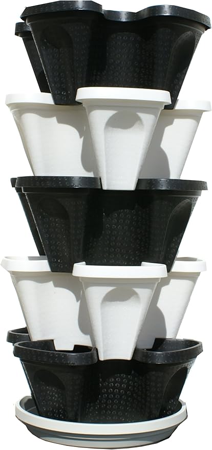Mr. Stacky Multiple Color (Black + White) 5 Layer 13inch Vertical Planter
