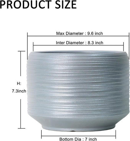 10 Inch Ceramic Plant Pot with Drainage – Large Flower Pot for Indoor Outdoor Plants, Modern Decorative Planter for Patio, Balcony, Garden, or Home Decor