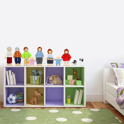 ONEST 10 Pieces Wooden Dollhouse Family Set Mini People Figures Sets Dollhouse Dolls Wooden Doll Family Pretend Play Figures Accessories for Pretend Doll House