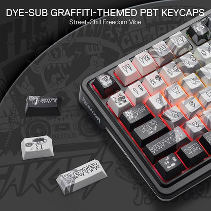 Redragon K719 PRO Wireless 95-Key Gasket Gaming Keyboard, TFT Screen & Knob | Easy-Control LED Info Display, 0-Delay Tri-Mode, Cushioned 5-Layer Noise Dampening for Creamy Thocky Sound, Practical 95 keys
