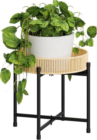 Bamworld Rattan Plant Stand Indoor Boho Plant Table for Large Plants Single Plant Stool Plant Holder for Living Room Bedroom