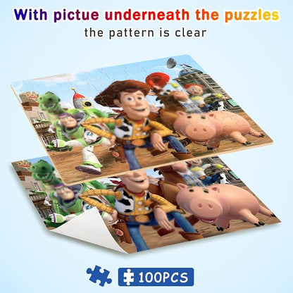 100 Pieces Jigsaw Puzzles for Kids Ages 4-8,Cute Toy Puzzles,Kid Boys Girls Children Learning Educational Puzzless Portable Box Pack Toys