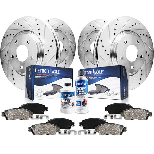 Detroit Axle - 2.0L Brake Kit for 2012 2013 Buick Regal [GS], Drilled & Slotted Disc Brake Rotors Ceramic Brakes Pads: 13.98 inc