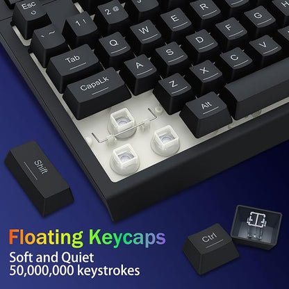 Redragon K524 75% Wired Gaming Keyboard, RGB Backlit, Whisper-Quiet, Black | Membrane Keyboard with Programmable Macro and Multimedia Keys, Anti-ghosting, Spill Resistant,Compact for Win/MAC/PS/Xbox