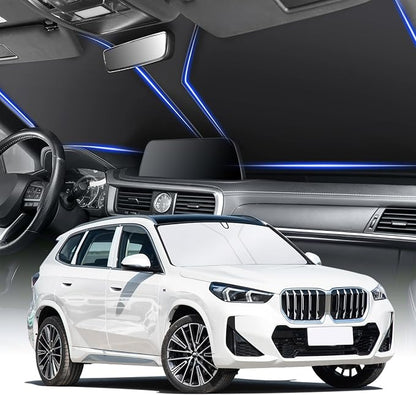 SINGARO Universal 300T Car Windshield Sun Shade, Foldable Reflective for Windshield & Window Shades with Overlapping Design, Car Interior Accessories (64.5" L x 33" W)