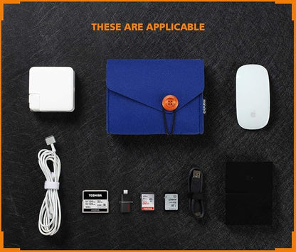 NIDOO Portable Felt Storage Bag, Electronics Accessories Protective Case Pouch for MacBook Power Adapter, Mouse, Cellphone, Cables, SSD, HDD, Power Bank, Portable External Hard Drive, Blue