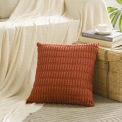 Fancy Homi 4 Packs Decorative Throw Pillow Covers for Living Room Couch Bed, Modern Farmhouse Boho Home Décor Accent Cushion Case, 24" x 24", Burnt Orange