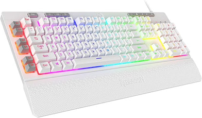 Redragon K512 RGB Membrane Gaming Keyboard, 6 Macro Keys & Easy Media Wheel | Dedicated Scroll Controls, No Software Needed 6 On-the-Fly Combos for Extensive Games, 13 Backlight Modes, Wrist Support