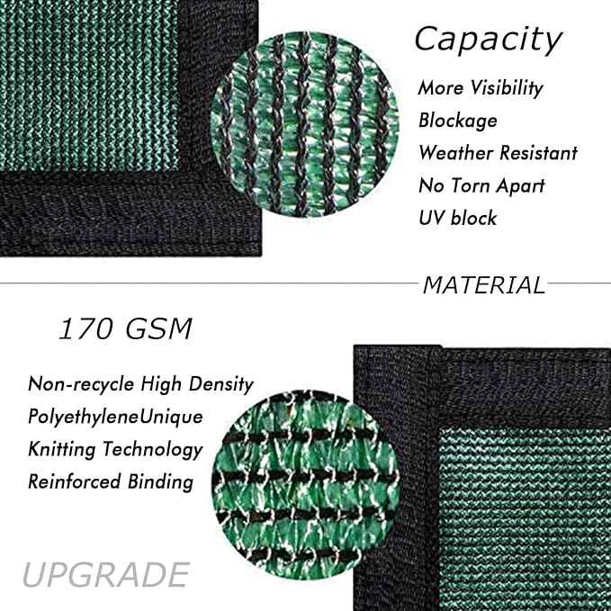 UPGRADE Privacy Fence Screen 3'x14' Dark Green Outdoor 90% Visibility Blockage 170 GSM Mesh Shade Cover Panels for Backyard,Balcony,Home Decoration with Zip Ties,Customized Avaliable