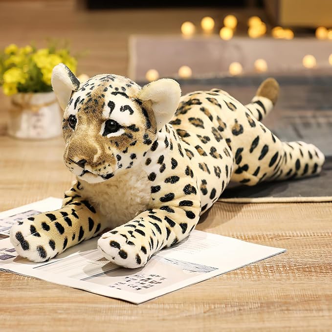 Snow Leopard Plush 15" Large White Snow Leopard Stuffed Animal Pillow Big Cute Plush Toys Realistic Deocr Birthday Graduation Gifts for Kids Boys Girls
