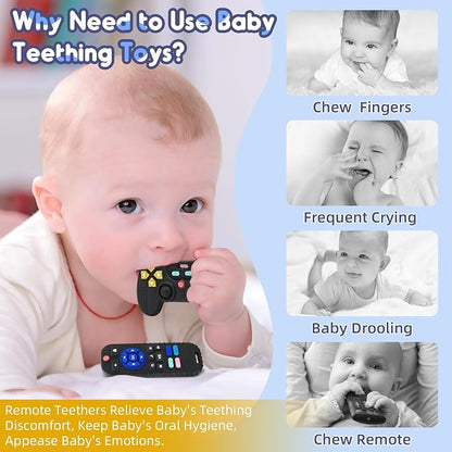 Baby Teething Toys for 3-6-12 Months, Silicone Sensory Teether Remote & Game Controller, BPA-Free Infant Teething Relief Toy for Newborn Boys Girls, Soothing Autism Gift for Birthday or Easter
