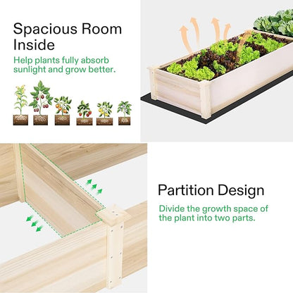 VIVOSUN Wooden Raised Garden Bed, 48 x 24 x 30 Inches, Outdoor Wood Planter Box with Gloves and a Liner, with Trellis for Vine Climbing for Garden, Patio, Balcony, Backyard and Outdoors