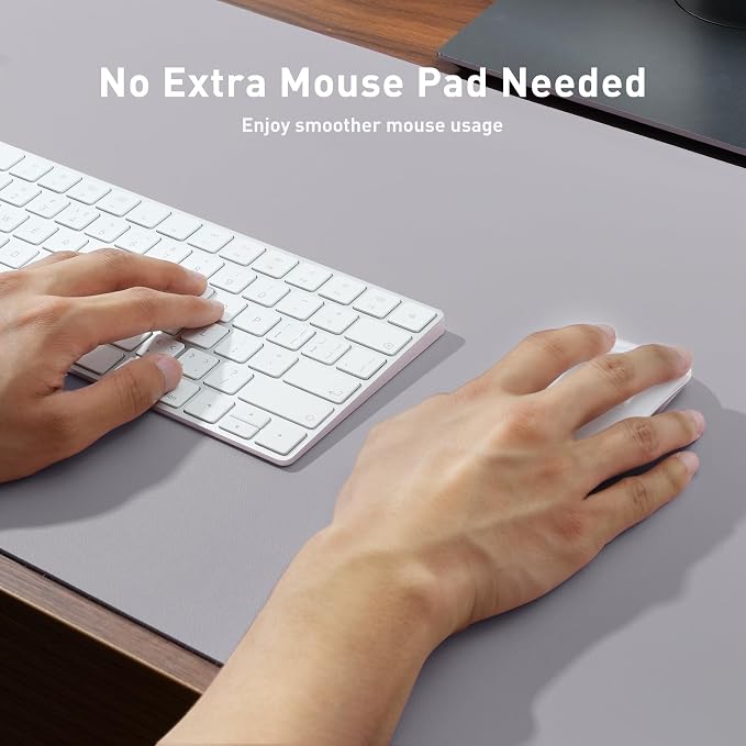 Aothia Large PU Leather Desk Pad Protector - Non-Slip Mouse Pad & Writing Mat for Office/Home, Waterproof, Easy to Clean (36" x 17", Smoky Lavender)