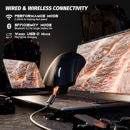 ATTACK SHARK X68 HE 60% Wired RT 8K Keyboard and Wireless R1 Mouse-Black | Adjustable Actuation,Hall Effect Mechanical Magnetic Switch,Coiled Cable,USB C/2.4Ghz/BT Ultralight 18K DPI Mice for PC Gamer