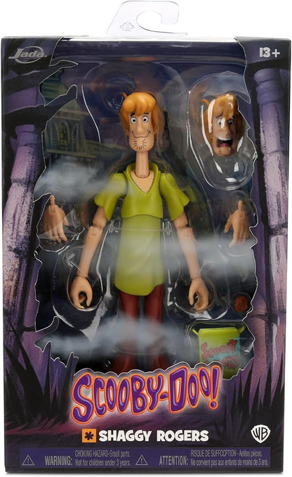 Jada Scooby-Doo! Wave 1 Shaggy Action Figure – 1:12 Deluxe Scale Toys – 6" Tall, Fully Articulated, Collector Packaging