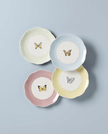 Lenox Dessert Plate Set, Lenox Butterfly Meadow Colors Collection 4-Piece Dessert Porcelain Plates Set, Service For 4, Dishwasher & Microwavable Plate, Small Plates, Home And Dining(Assorted, 4 Piece)