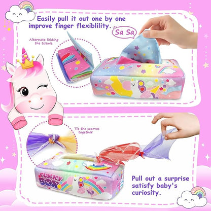 Baby Tissue Box Toy,Baby Toys 12 Months,Educational Toys for Babies,Soft Crinkle Sensory Toys for Babies Infant Toddlers,1 Year Old Toys Boys Girls