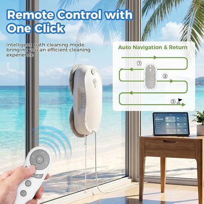 KKI Window Cleaning Robot,Upgraded Window Cleaner Robot, Auto-Dual Spray, Max 3200pa,3 Cleaning Modes & Edge Detection, Remote Control for High-Rise Windows, Glass Door,5Sets Cloths | Automatic,Dual Ultrasonic Spray, Max 3200pa, 3 Cleaning Modes & Edge...