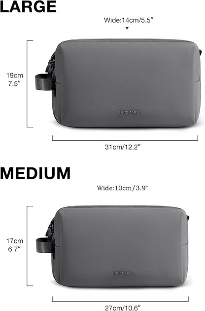 BAGSMART Toiletry Bag for Men, Travel Toiletry Organizer Dopp Kit Water-resistant Shaving Bag for Toiletries Accessories, Door Room Essentials,Grey-medium