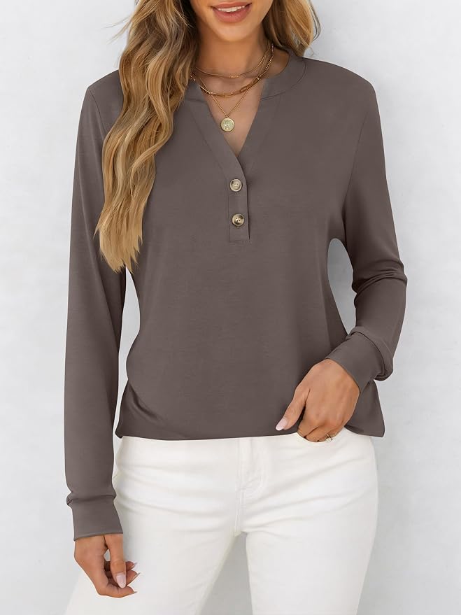 ANRABESS Women's Long Sleeve Shirts 2026 Spring Fashion Dressy Casual Tops Trendy Henley Blouses Cute Work Outfits Clothes