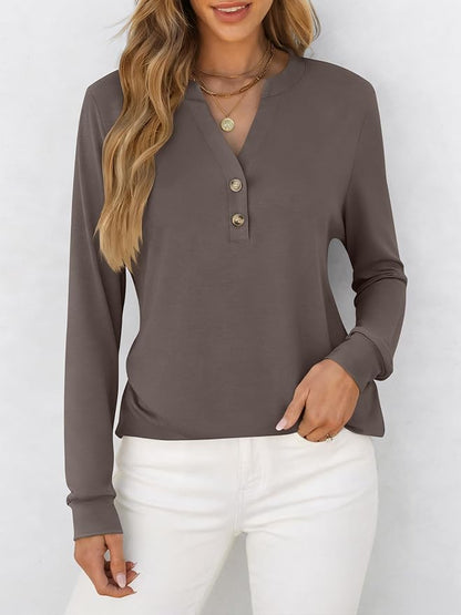 ANRABESS Women's Long Sleeve Shirts 2026 Spring Fashion Dressy Casual Tops Trendy Henley Blouses Cute Work Outfits Clothes