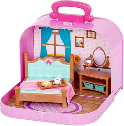 Li'l Woodzeez – Portable Dollhouse Playset with 2 Posable Figures – Playhouse Toy with Travel Suitcase – Mini Furniture & Accessories – Imaginative Play for Kids Ages 3 Years and Up – Collectible