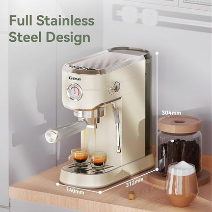 Gevi 20Bar Espresso Machine,Compact Coffee Maker with Adjustable Steam Wand | Removable Water Tank; Include Necessary Accessories; Can Make Americanos、Latte; Easy to Clean and Maintain;