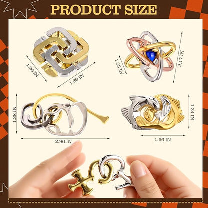 24 Pcs Metal Brain Teaser Puzzles Assortment for Adults Difficult Magic Puzzles Highly Hard Brain Games Iq Logic Test Disentanglement Game for Mind Challenge(Funny)