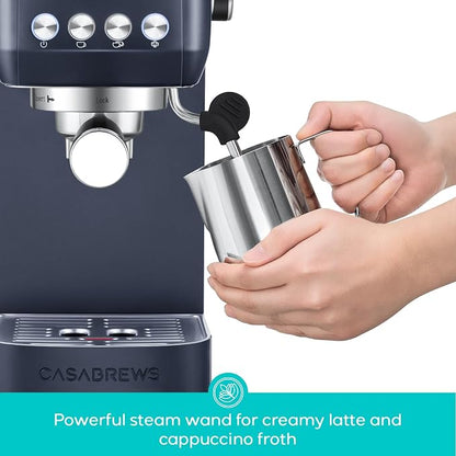 CASABREWS 3700 Essential Espresso Machine, Stainless Steel Espresso Maker | 20-Bar Italian Pump, Powerful Steam Wand, 43.9oz Removable Water Tank, Compact Espresso Maker for Home, Cappuccino & Latte