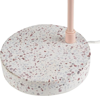 Globe Electric 30292 18" Desk/Table Lamp, Matte Pink, Matte Brass Accent, Terrazzo Base, Adjustable Height, Balance Arm, in-Line Rocker On/Off Switch, Adjustable Lamp, Home Office Accessories