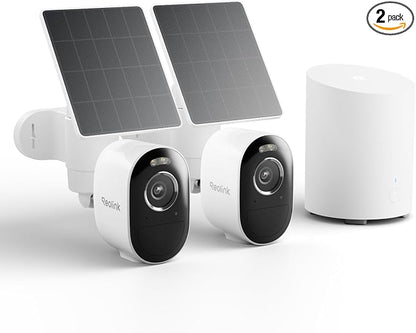 REOLINK Home Hub mini with 2X Argus 3 Pro+Solar Panel, Solar Security Cameras Wireless Outdoor, 2.4/5 GHz WiFi, Solar/Battery Powered, Smart Detection, Motion Recording, No Monthly Fee