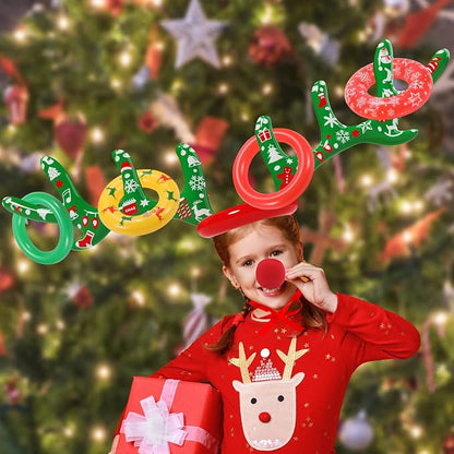 Christmas Games Decorations, Inflatable Reindeer Antler Ring Toss Game, Stocking Stuffers for Men Women Kids Teens Adults, Christmas Party Games Fun Xmas Gifts Carnival Holiday Family