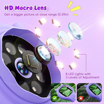 Microscope for Kids - Electronic Handheld Magnifying Glass for Children-STEM Outdoor Science Kit for Summer Travel & Camping Toy,Birthday Gifts Toys for 5-8 9-12 Year Old Girls（Purple）