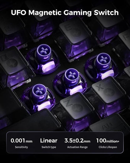 GravaStar Mercury V60 Pro 60% HE Magnetic Gaming Keyboard, True 8kHz Polling Rate, 0.125ms Latency, Dynamic Rapid Trigger, 0.005mm Adjustable Actuation, Full Aluminum Frame