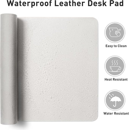 Aothia Faux Leather Desk Mat - Non-Slip PU Leather Desk Blotter, Waterproof Writing Surface, Large Desk Pad for Office & Home (Off-White, 55" x 17")