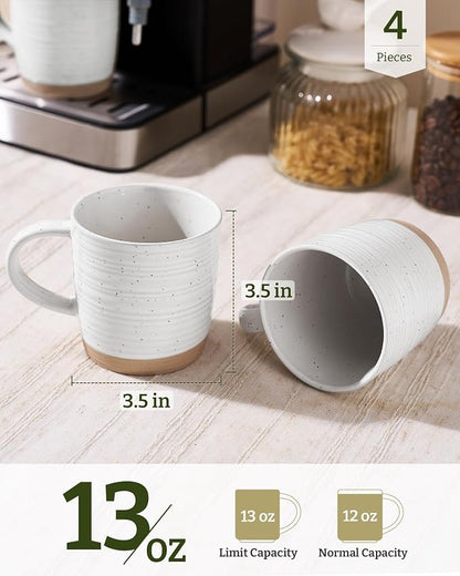 famiware Coffee Mugs Set of 4, 13 oz Mug Set, Ceramic Cup Set with Handle for Coffee, Tea, Cocoa, Milk, Constellation Series, Polar White
