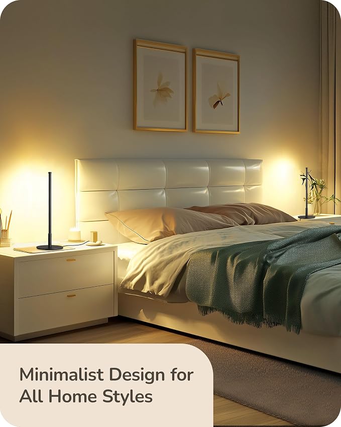 EDISHINE Upgraded LED Table Lamp Set of 2, Stepless Dimmable Bedside Lamps with Metal Finish & 3 Color Temperature, 6W Modern Desk Lamps, Black Nightstand Lamp for Bedroom, Living Room, Corner, Gift | Stepless Dimmable, Metal Finish, 3 Color Temperatur...