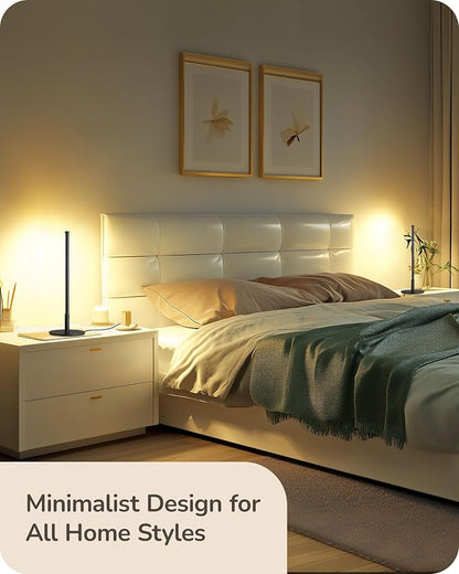 EDISHINE Upgraded LED Table Lamp Set of 2, Stepless Dimmable Bedside Lamps with Metal Finish & 3 Color Temperature, 6W Modern Desk Lamps, Black Nightstand Lamp for Bedroom, Living Room, Corner, Gift | Stepless Dimmable, Metal Finish, 3 Color Temperatur...