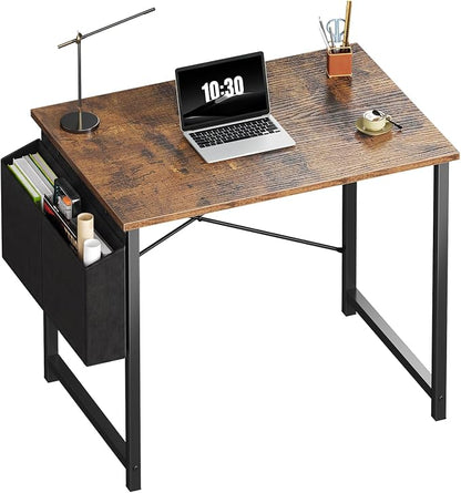 OLIXIS Small Computer Desk, 31 Inch Gaming Desks for Home Office | Writing Study Craft Work Table, Computer Workstation for Bedroom Small Spaces with Storage Bag, Rustic Brown
