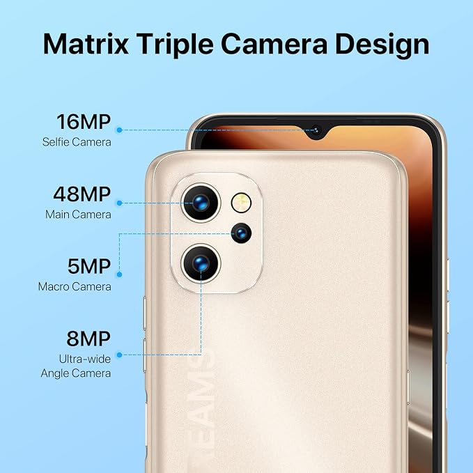 UMIDIGI Power 7 MAX Unlocked Cell Phone,6GB+128GB 10000mAh Battery,6.7" Full Screen + 48MP AI Triple Camera Android Smartphone,NFC,GPS,Face & Fingerprint,BLE 5.0, WiFi 2.4GHz/5GHz,Warranty,Gold