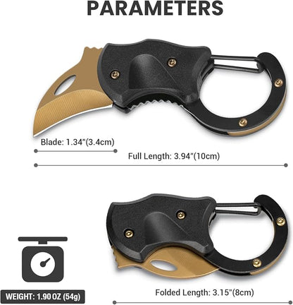 FUNBRO Small Pocket Knife for Men, Edc Knives Tool | Cool Folding Knife Box Cutter with 1.34inch Sharp Blade, Great Gift for Men (gold)