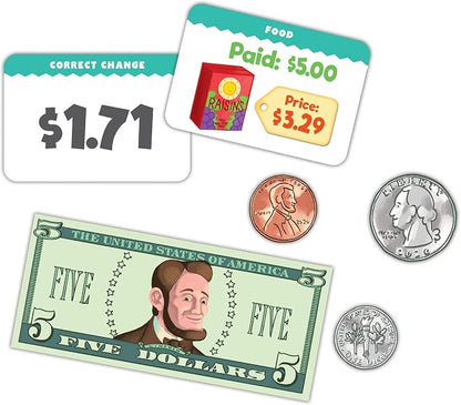 eeBoo: Making Change Game, 50 Item Cards with Play Money, Develop Math and Practical Money Skills, Perfect for Ages 5 and up