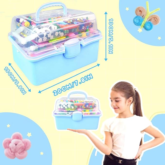ZEIZHUBN Arts and Crafts Supplies for Kids Crafts Kit with Pipe Cleaners DIY Crafts for Kids Art School Supplies Materials All in Crafting Box Craft Supply Set Gifts for Kid Girls Boys Age 4-8, 8-12