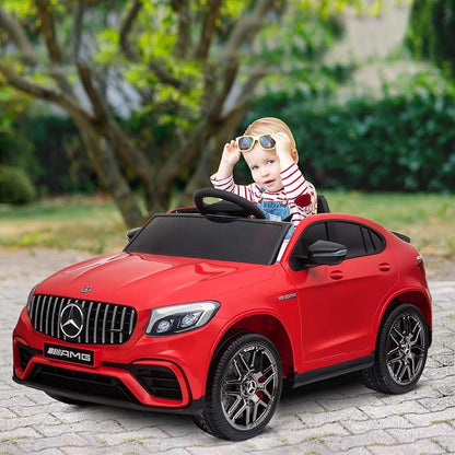 Aosom 12V Toddler Ride On Car with Remote Control, Mercedes Benz AMG GLC63S Coupe, Electric Car with 2 Speed, MP3 Player, Light, Horn, Songs, Suspension, Red